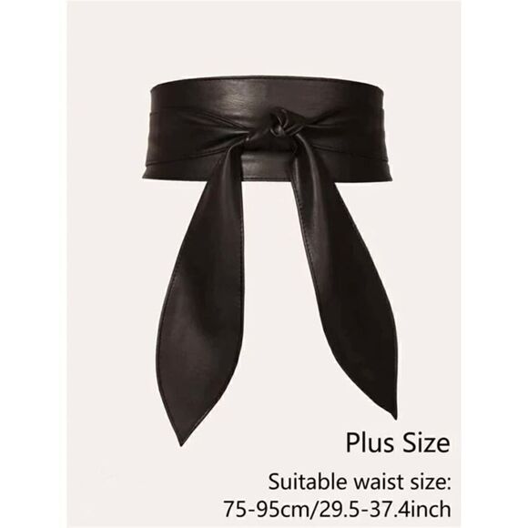 Women's Obi belt wide Vegan Leather corset knotted with bow at the waist - Picture 11 of 16